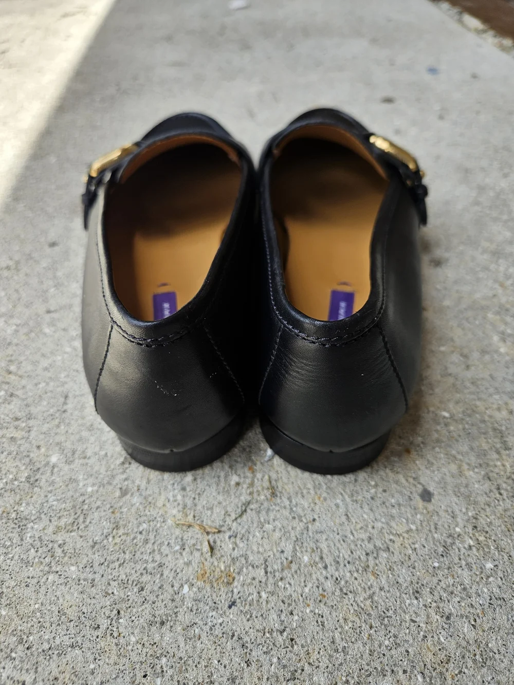 Ralph Lauren Made In Italy Black Slip On Leather Shoes Size 38 B Pre-owned